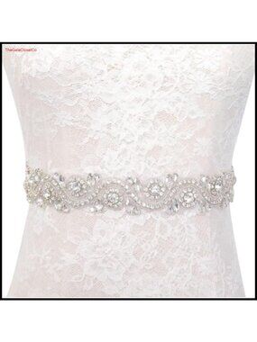 Rhinestone Crystal Sash Belt Bridal Wedding Dress Applique Ribbon Belt